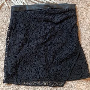 Medium black lace Zara skirt with leather band and rouched side